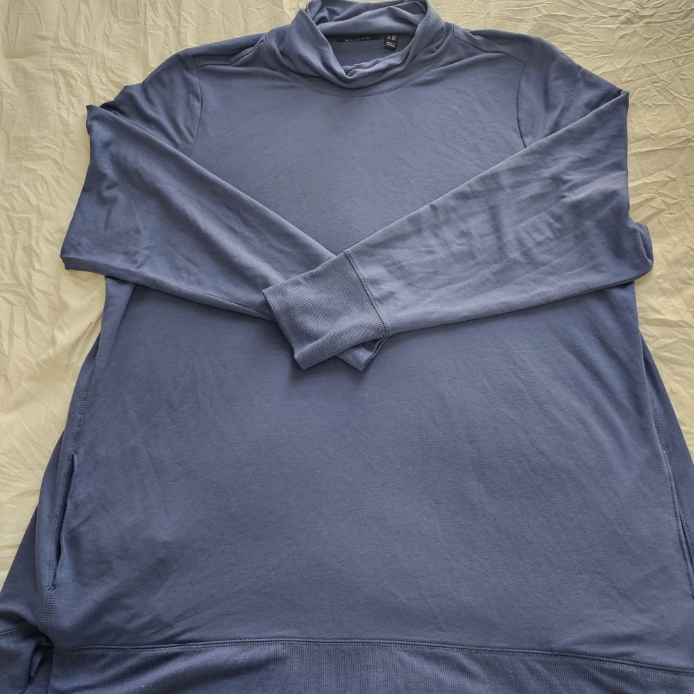 Halston Blue Cowl Neck Top – Size 2X – Minimalist Chic – Elevated Basic